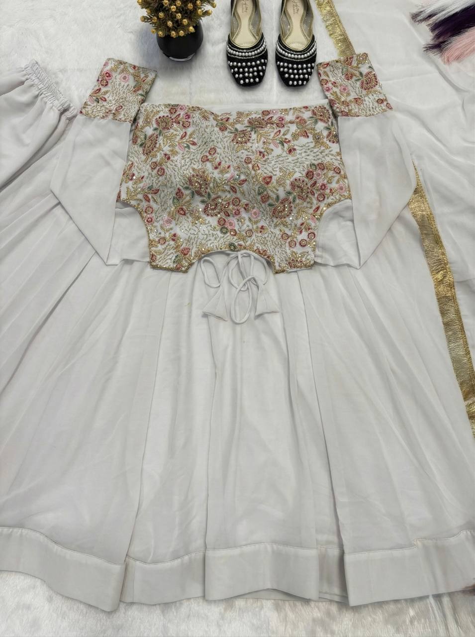 Ethereal Ivory Embroidered Jacket Set
